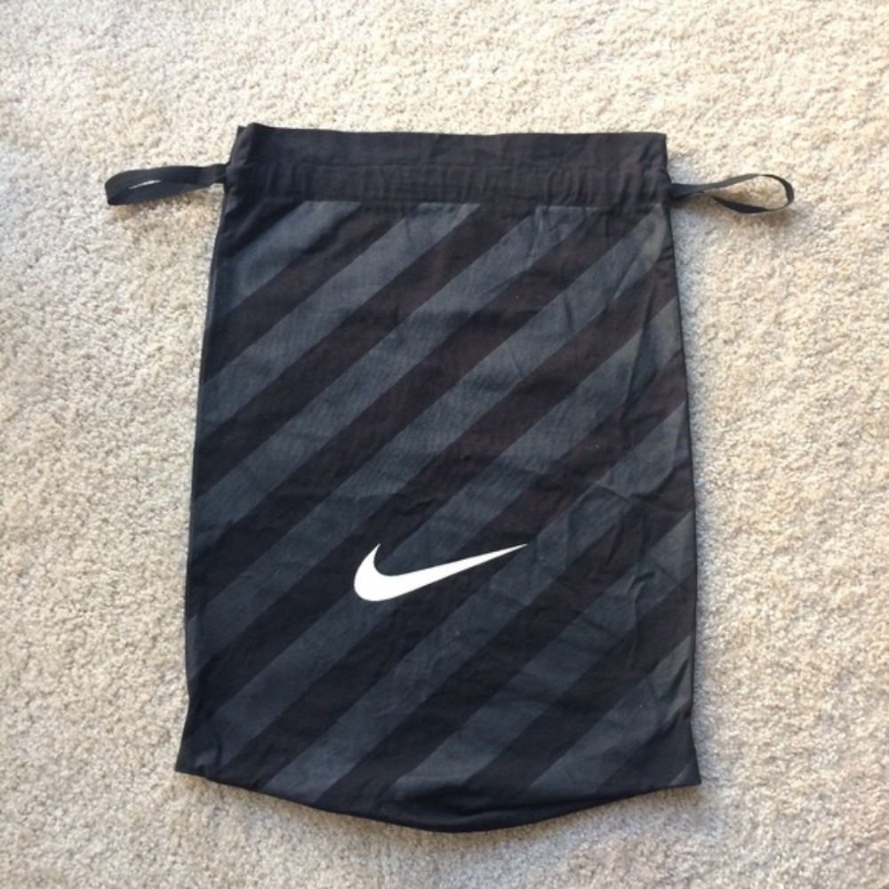 Nike Thick Cotton Canvas Tie String Travel Bag In Black & Grey